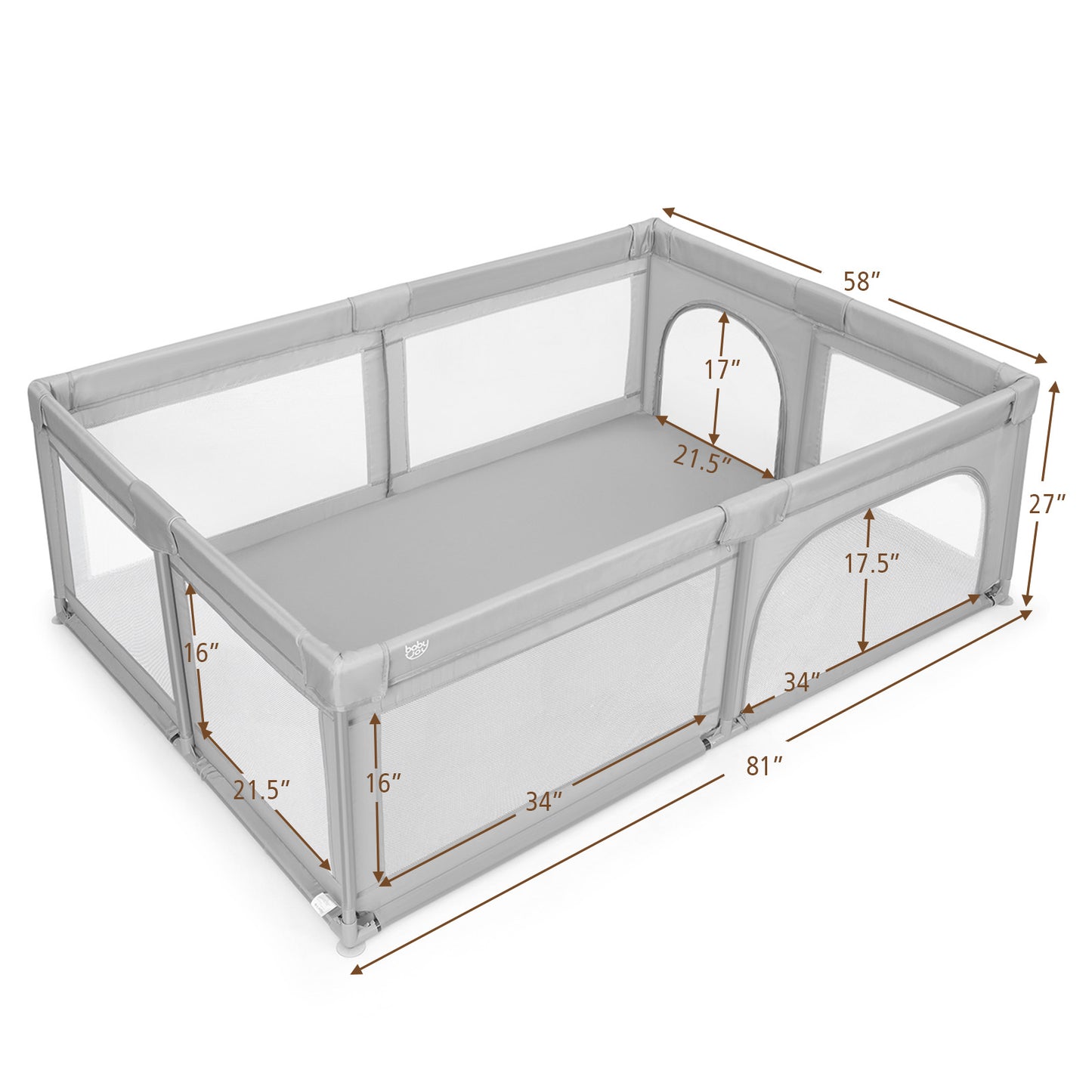 Extra-Large Safety Baby Fence with 50 Ocean Balls, Gray Baby Playpen & Playards at Gallery Canada