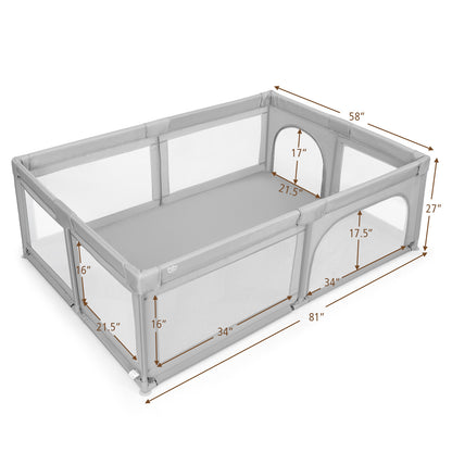 Extra-Large Safety Baby Fence with 50 Ocean Balls, Gray Baby Playpen & Playards at Gallery Canada