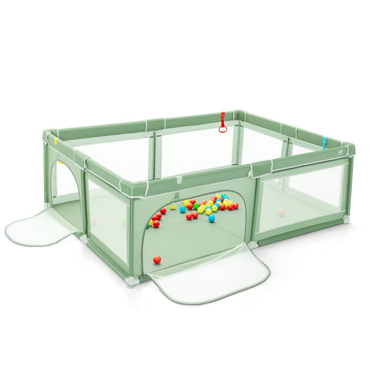 Extra-Large Safety Baby Fence with 50 Ocean Balls, Green - Gallery Canada