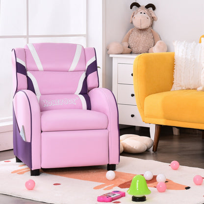 Kids Leather Recliner Chair with Side Pockets, Pink Kids Chairs & Seating at Gallery Canada