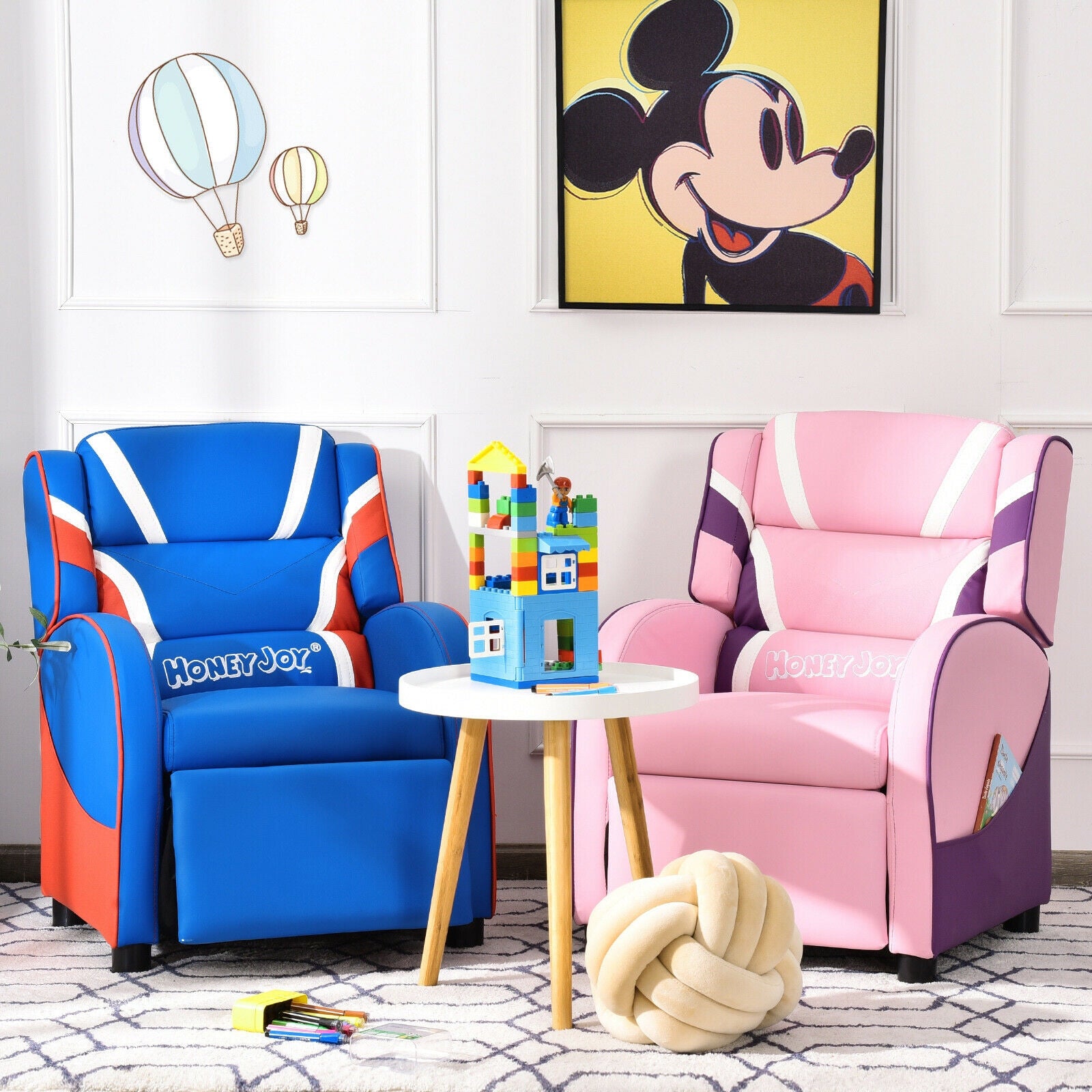Kids Leather Recliner Chair with Side Pockets, Pink Kids Chairs & Seating at Gallery Canada
