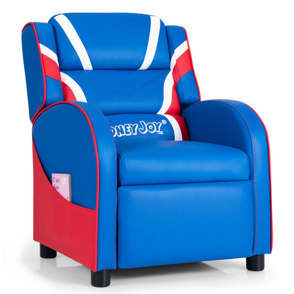 Kids Leather Recliner Chair with Side Pockets, Blue Kids Chairs & Seating at Gallery Canada
