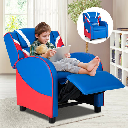 Kids Leather Recliner Chair, With Side Pockets, Blue Kids Chairs & Seating at Gallery Canada