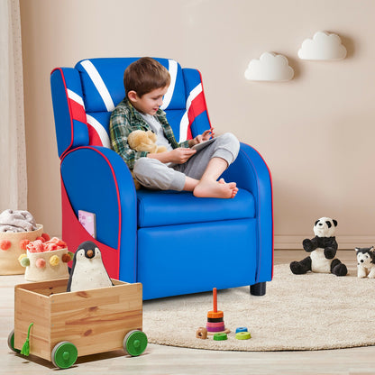 Kids Leather Recliner Chair with Side Pockets, Blue Kids Chairs & Seating at Gallery Canada