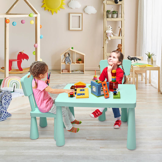 3 Pieces Toddler Multi Activity Play Dining Study Kids Table and Chair Set, Green Kids Table & Chair Sets Green at Gallery Canada