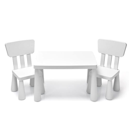 3 Pieces Toddler Multi Activity Play Dining Study Kids Table and Chair Set, White