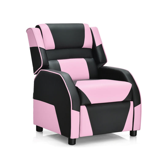 Kids Youth PU Leather Gaming Sofa Recliner with Headrest and Footrest, Pink Kids Chairs & Seating Pink at Gallery Canada