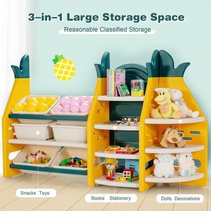 3-in-1 Kids Toy Storage Organizer with Bookshelf Corner Rack, Multicolor - Gallery Canada