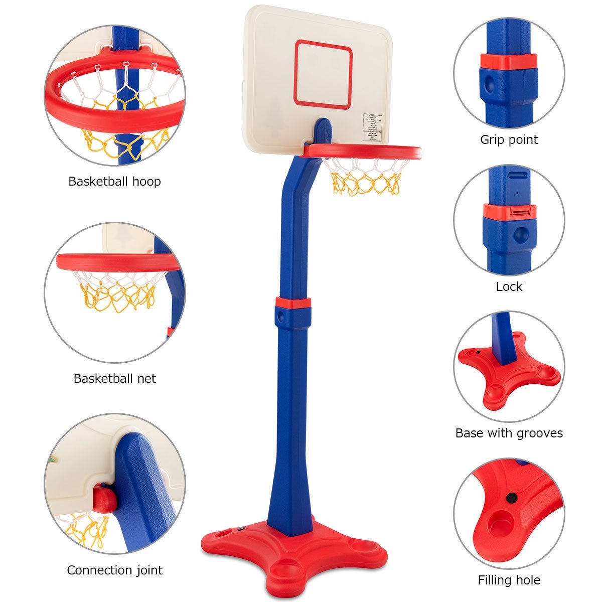 Kids Adjustable Height Basketball Hoop Stand, Multicolor - Gallery Canada