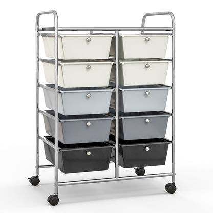 10-Drawer Rolling Storage Cart, Beige & Gray File Cabinets at Gallery Canada
