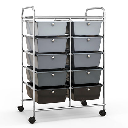 10-Drawer Rolling Storage Cart, Gray File Cabinets Gray at Gallery Canada