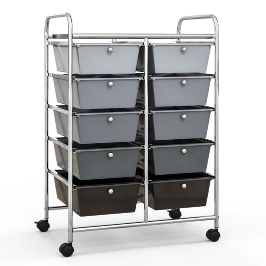10-Drawer Rolling Storage Cart, Gray File Cabinets Gray at Gallery Canada