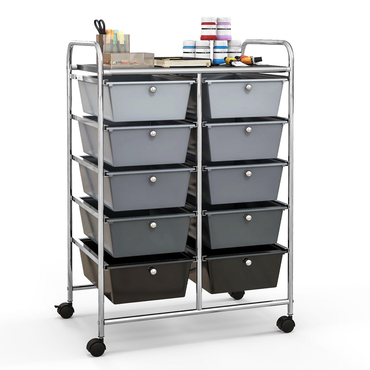 10-Drawer Rolling Storage Cart, Gray File Cabinets at Gallery Canada