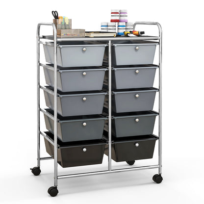 10-Drawer Rolling Storage Cart, Gray File Cabinets at Gallery Canada