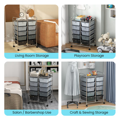 10-Drawer Rolling Storage Cart, Gray File Cabinets at Gallery Canada