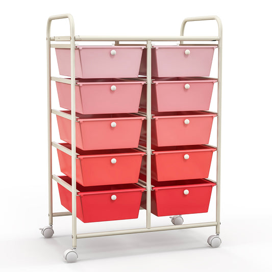10-Drawer Rolling Storage Cart, Gradient, Pink File Cabinets Gradient Pink at Gallery Canada