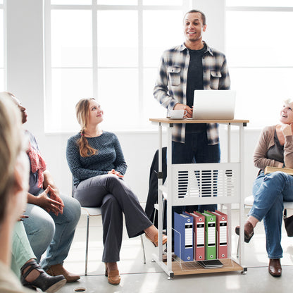 Height Adjustable Standing Desk, Small Space, Brown White Laptop Tables & Printer Stands at Gallery Canada