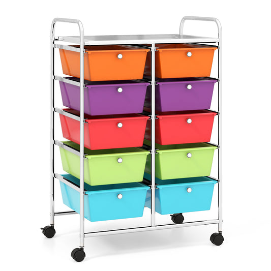 10-Drawer Rolling Storage Cart, Deep, Multicolor File Cabinets Deep Multicolor at Gallery Canada