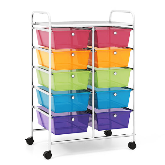 10-Drawer Rolling Storage Cart, Multicolor, Transparent File Cabinets Transparent Multicolor at Gallery Canada