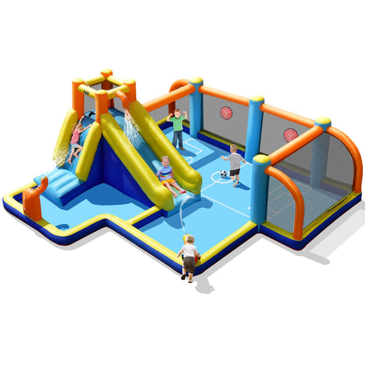 Giant Soccer Themed Inflatable Water Slide Bouncer with Splash Pool without Blower - Gallery Canada
