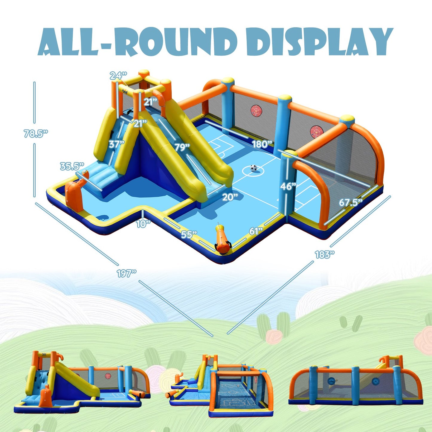 Giant Soccer Themed Inflatable Water Slide Bouncer with Splash Pool without Blower at Gallery Canada