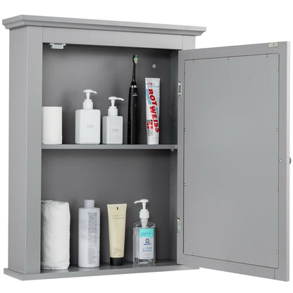 Bathroom Mirror Cabinet Wall Mounted Adjustable Shelf Medicine Storage, Gray - Gallery Canada
