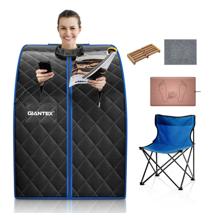 Portable Personal Far Infrared Sauna with Heating Foot Pad and Chair, Black Spa & Salon at Gallery Canada