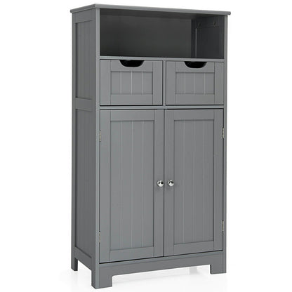 Wooden Bathroom Side Cabinet, 2 Drawers, 2 Doors, Gray