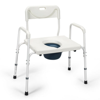3-In-1 Bedside Commode, Portable Toilet, Adjustable Height, White Bath Safety at Gallery Canada