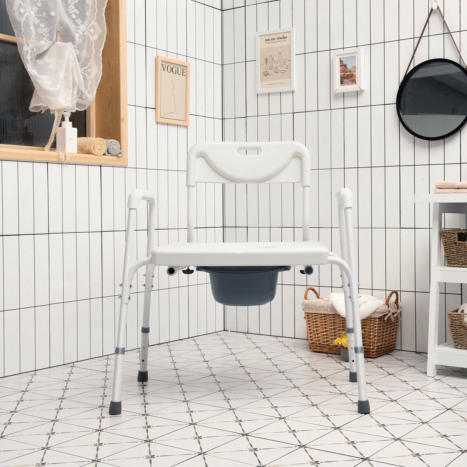 3-In-1 Bedside Commode, Portable Toilet, Adjustable Height, White Bath Safety at Gallery Canada
