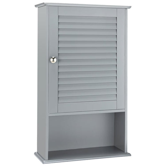 Bathroom Wall Mount Storage Cabinet Single Door with Height Adjustable Shelf, Gray