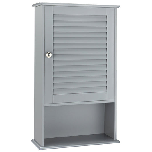 Wall Mount Storage Cabinet, Single Door, Height Adjustable Shelf, Gray