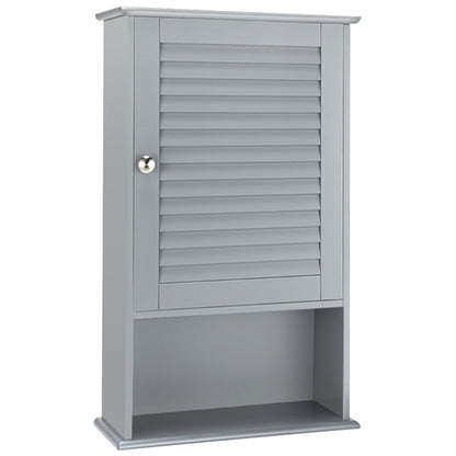 Wall Mount Storage Cabinet, Single Door, Height Adjustable Shelf, Gray