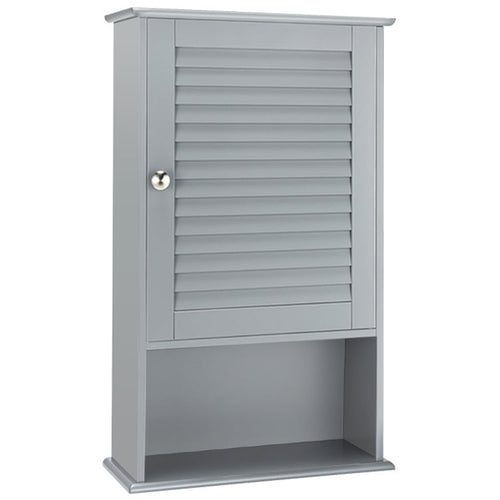 Bathroom Wall Mount Storage Cabinet Single Door with Height Adjustable Shelf, Gray