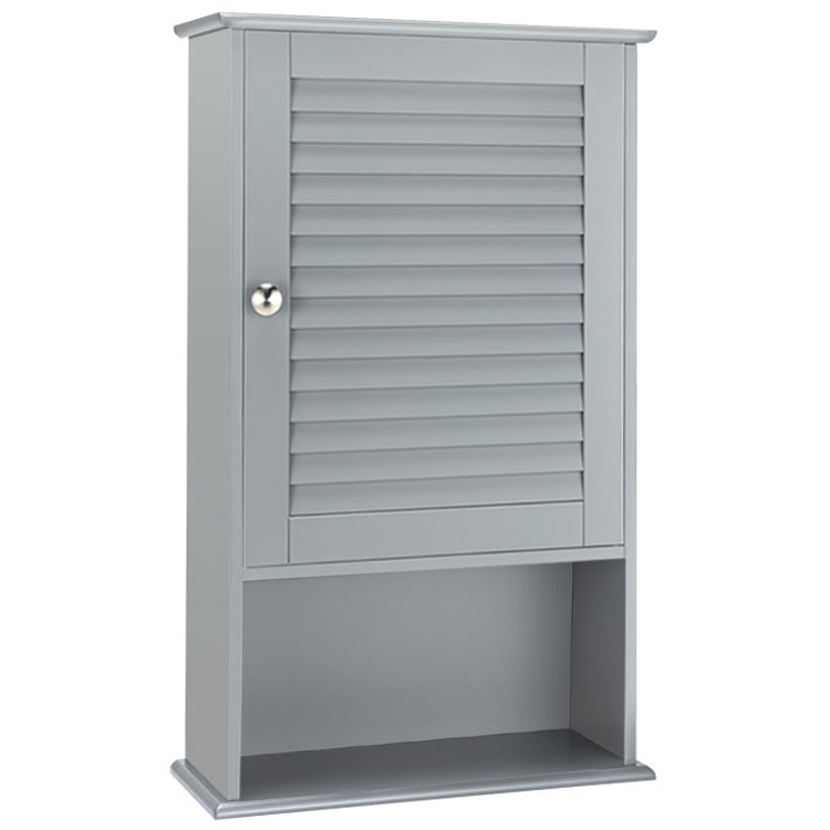 Bathroom Wall Mount Storage Cabinet Single Door with Height Adjustable Shelf, Gray Wall Cabinets Gray at Gallery Canada