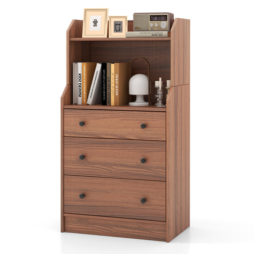 Modern Storage Dresser with Anti-toppling Device, Walnut