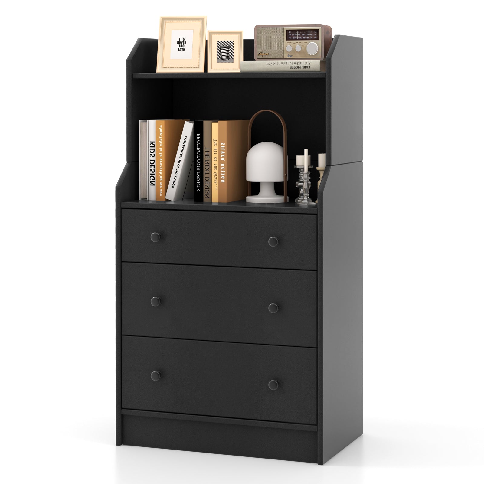 Modern Storage Dresser, Anti-Toppling Device, Black Dressers & Chests Black at Gallery Canada
