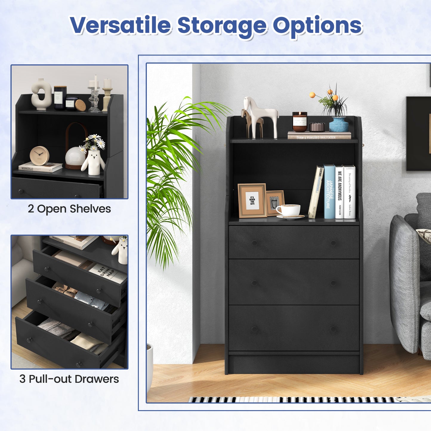 Modern Storage Dresser with Anti-toppling Device, Black Dressers & Chests at Gallery Canada