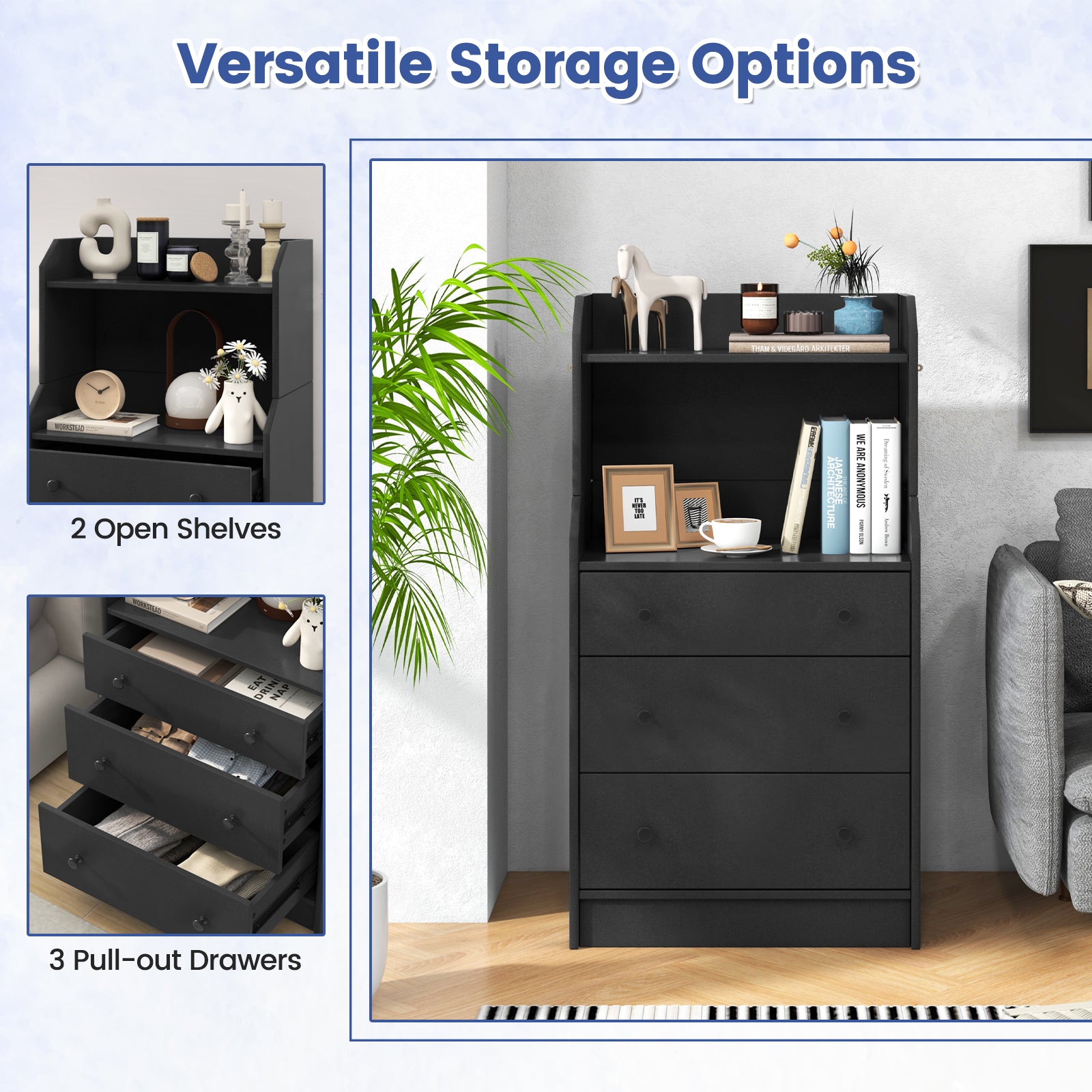 Modern Storage Dresser with Anti-toppling Device, Black Dressers & Chests at Gallery Canada