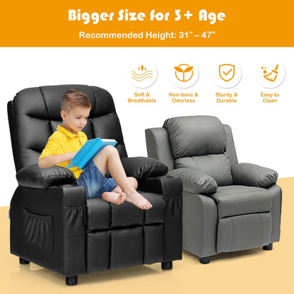 Kids Recliner Chair with Cup Holder and Footrest for Children, Black Kids Chairs & Seating at Gallery Canada