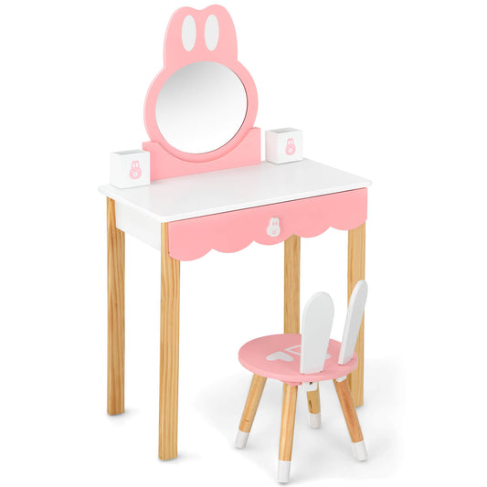 Kids Vanity Set With Mirror, Drawer, White