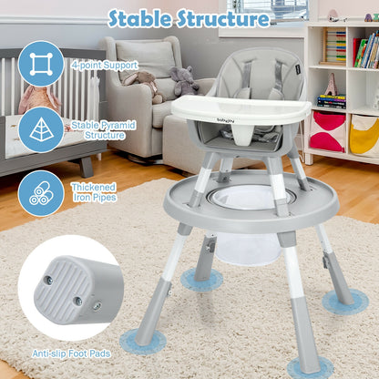6-in-1 Baby High Chair Infant Activity Center with Height Adjustment, Gray High Chairs at Gallery Canada