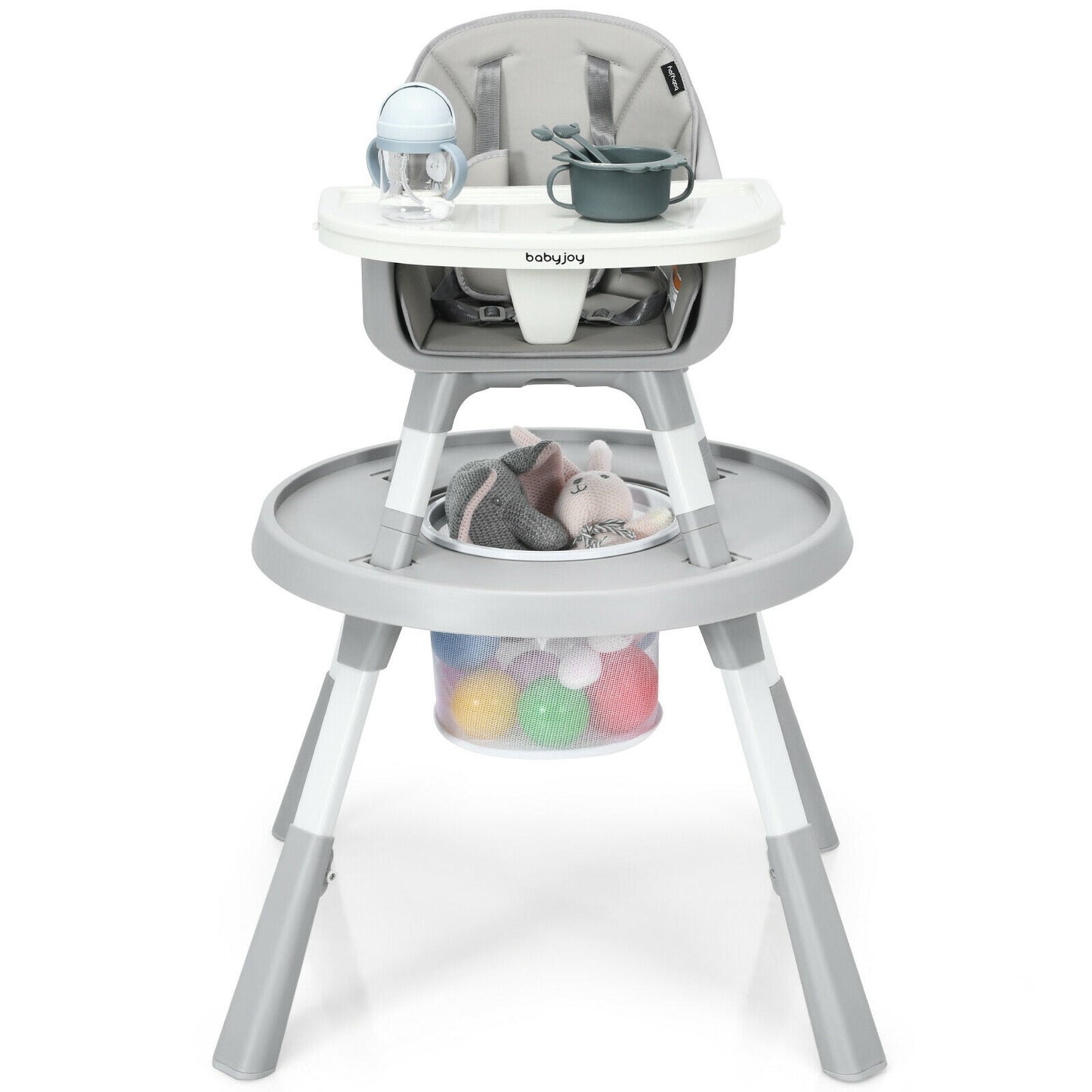 6-in-1 Baby High Chair Infant Activity Center with Height Adjustment, Gray High Chairs at Gallery Canada
