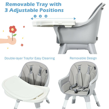 6-in-1 Baby High Chair Infant Activity Center with Height Adjustment, Gray High Chairs at Gallery Canada
