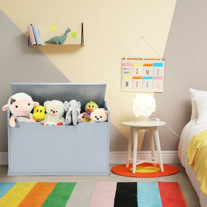 Kids Toy Wooden Flip-top Storage Box Chest Bench with Cushion Hinge, Gray - Gallery Canada