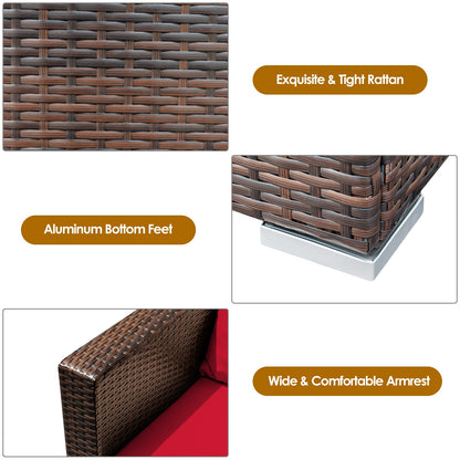 3 Pcs Patio Conversation Rattan Furniture Set with Cushion, Red Patio Conversation Sets at Gallery Canada