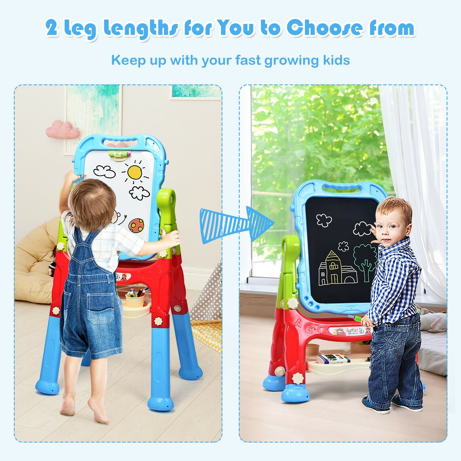 Height Adjustable Kids Art Easel Magnetic Double Sided Board, Blue Art Easels at Gallery Canada