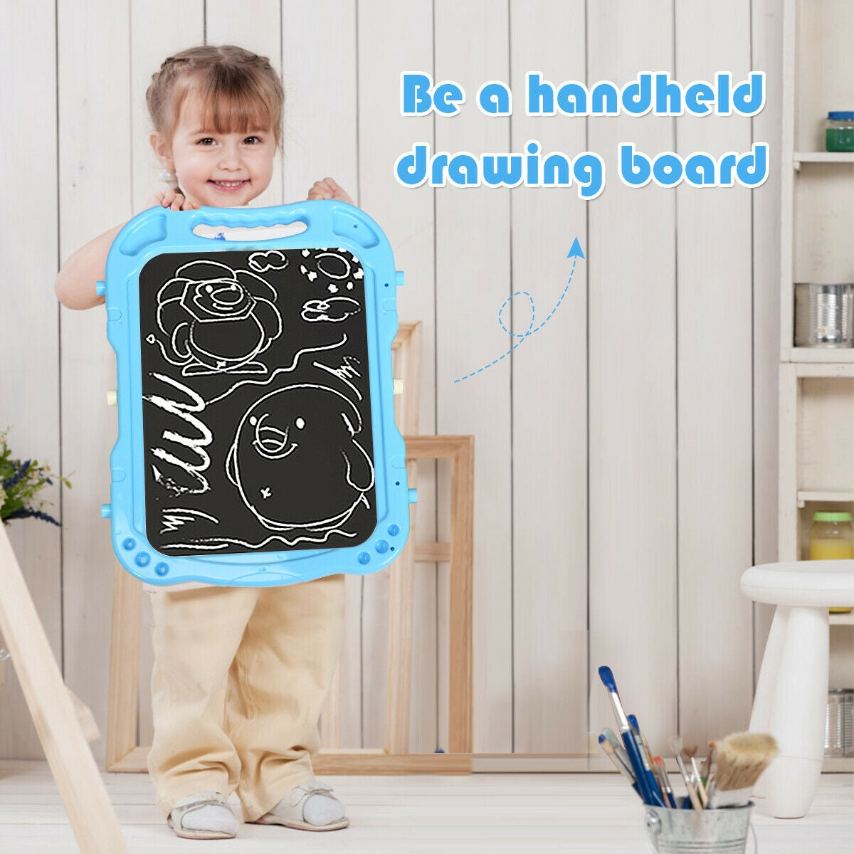 Height Adjustable Kids Art Easel Magnetic Double Sided Board, Blue Art Easels at Gallery Canada