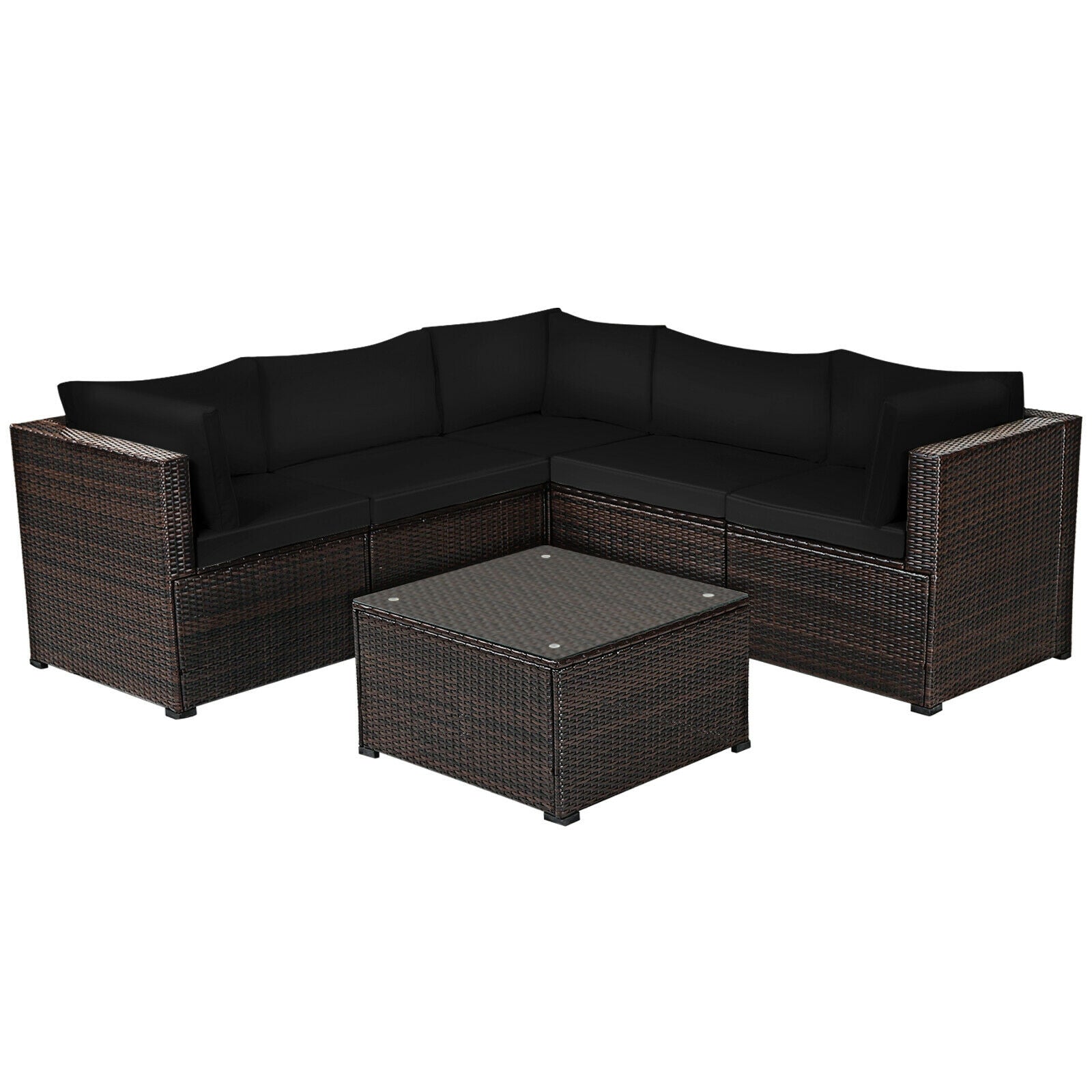 6-Piece Patio Sofa Set With Cushions, Outdoor, Black Outdoor Sectionals at Gallery Canada