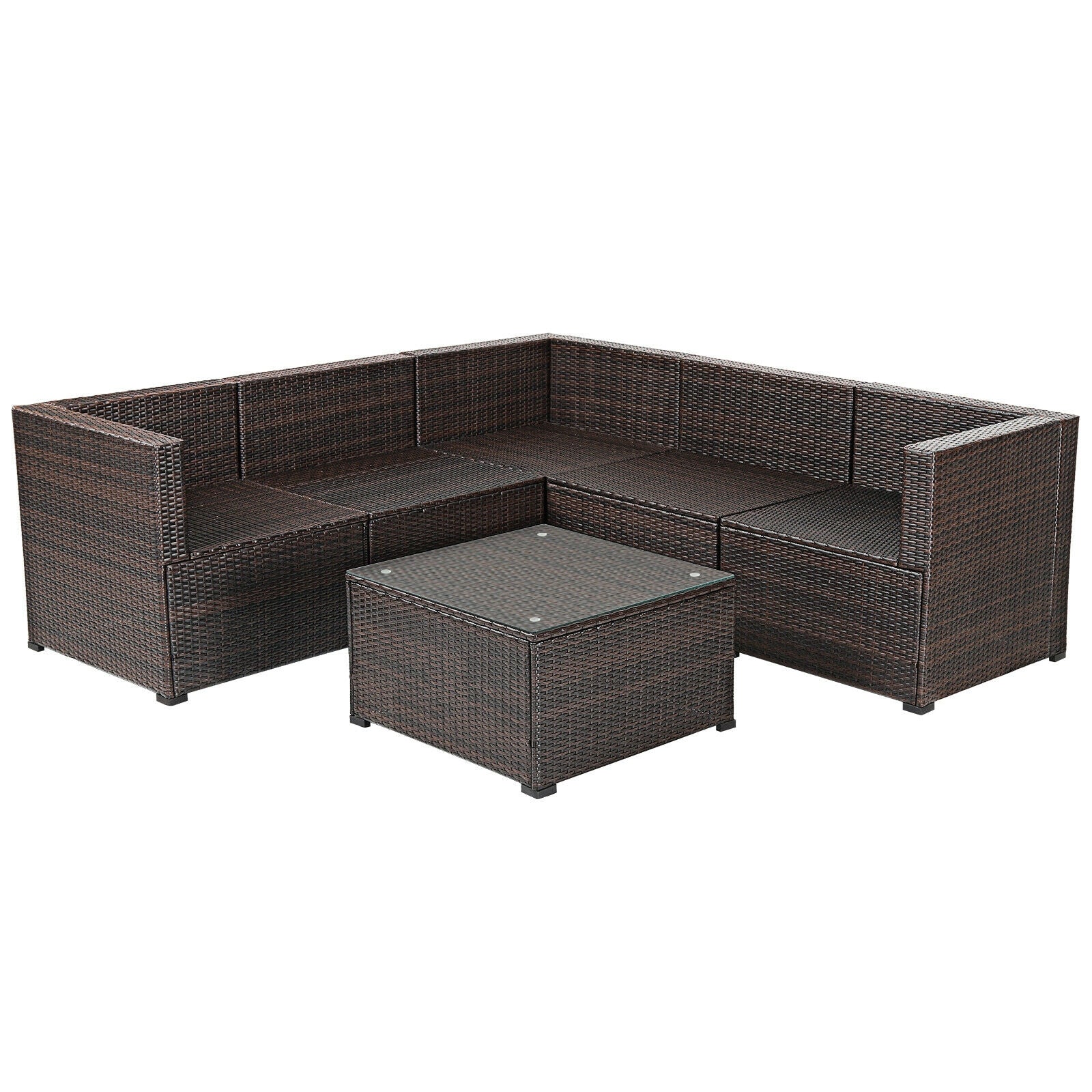 6 Pieces Patio Furniture Sofa Set with Cushions for Outdoor, Black Outdoor Sectionals at Gallery Canada